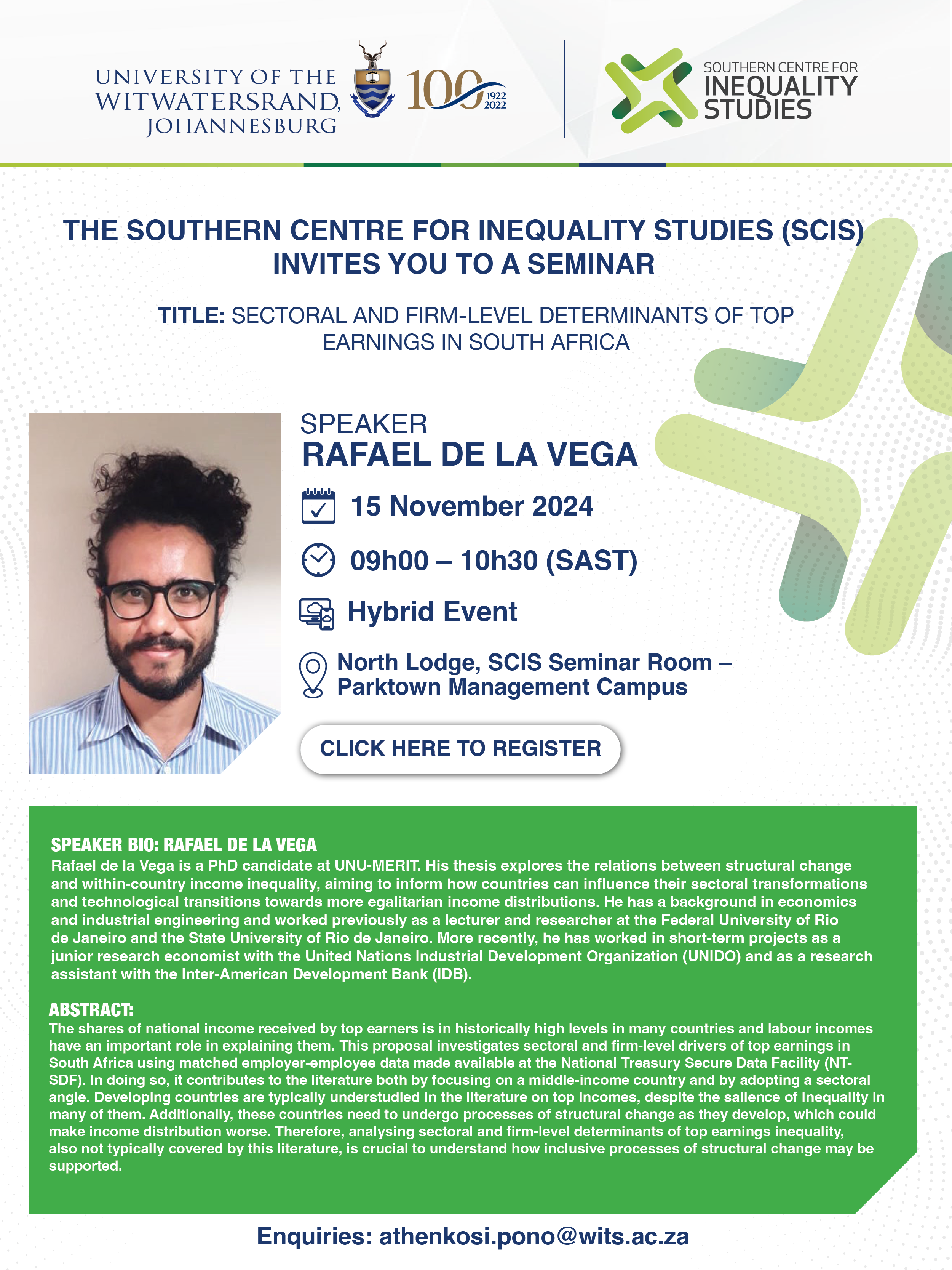 Seminar - Sectoral and firm-level determinants of top earnings in South Africa